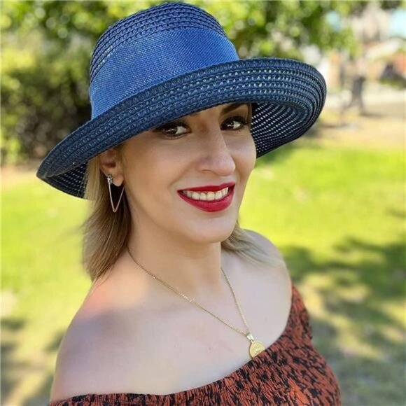 Women\'s Floppy Sun Hat Summer Wide Brim Cap Straw Hat, Blue
